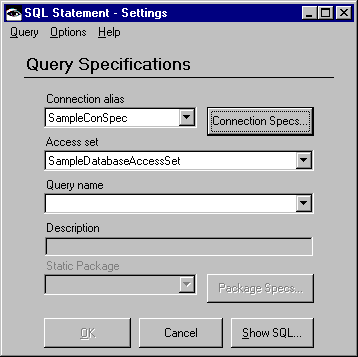 SQL Statement settings view