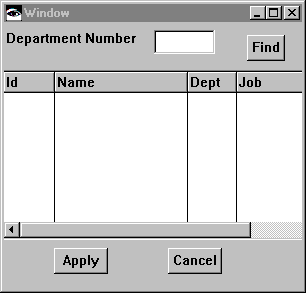 Sample database user interface