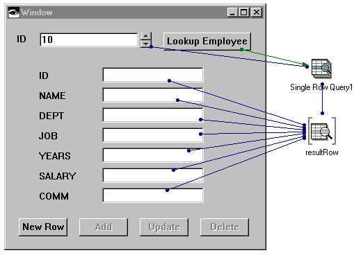 Sample database application with single row query