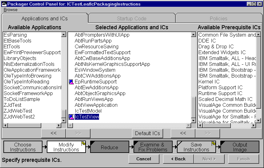 Packager control panel