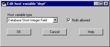 Edit host variable window Edit host variable window