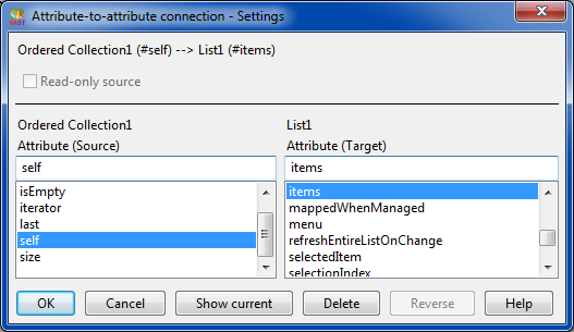 Attribute Connection Settings Attribute Connection Settings