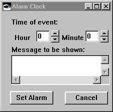 Alarm clock window with part properties changed Alarm clock window with part properties changed