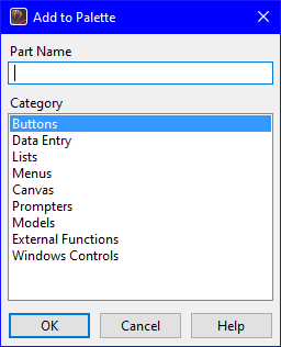 Add to Palette window Add to Palette window