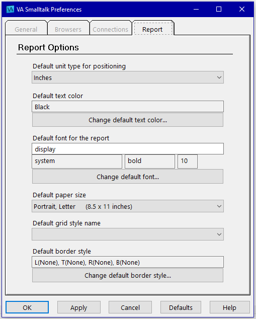 Reports Preferences