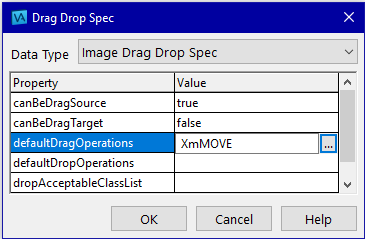 Drag Drop Spec window
